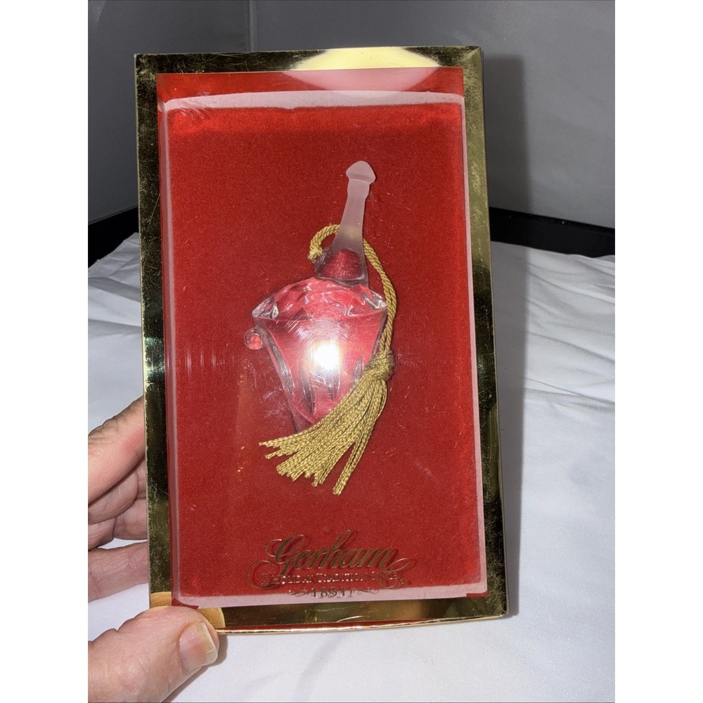 2000 Gorham Crystal Champagne Bottle & Ice Bucket Christmas Ornament in Box